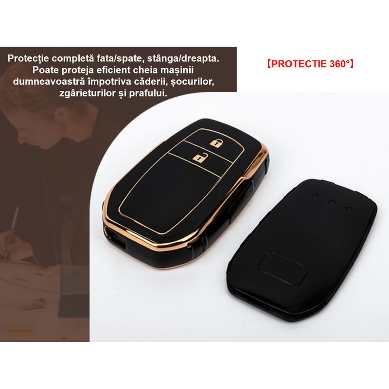 Auto si Moto - Electronice auto - Accesorii electronice auto - Husa de protectie cheie Toyota Yaris, Camry, Land Cruiser, Prius, C-HR, Corolla, Aygo, RAV4,2 Butoane, LUVLU™ - Infinity.ro