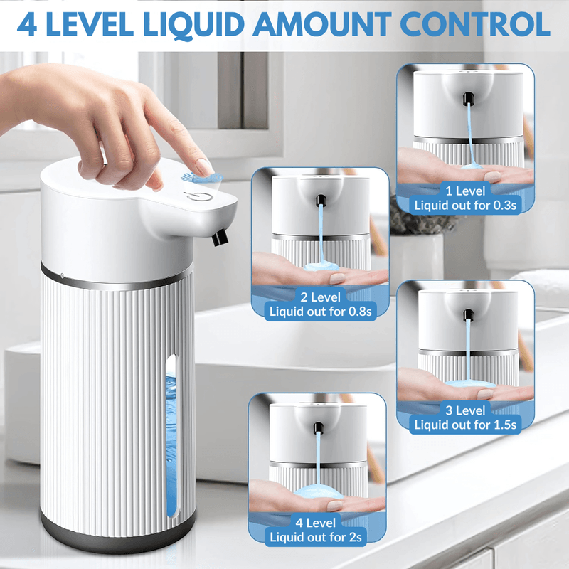 Casa si Gradina - Sanitare - Suporturi si accesorii baie - Accesorii baie - Dozator automat pentru sapun lichid LUVLU™, senzor inteligent Touchless 4 trepte de dozare display led 420ML, IPX5, Alb - Infinity.ro