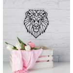 Casa si Gradina - Decoratiuni - Decoratiuni perete - Decor Personalizabil Geometric perete Leu cu coama din lemn - 38 L x 44 H (cm) - Infinity.ro