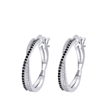 Fashion, accesorii si bijuterii - Femei - Bijuterii femei - Cercei femei - Cercei dama, cu Pietre zirconiu, culoare Argintiu/Negru - Infinity.ro