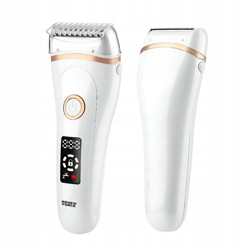 Ingrijire personala si Cosmetice - Aparate & accesorii ingrijire personala - Epilatoare si accesorii - Epilatoare - Epilator Umed Si Uscat Renew Force, 3 Mecanisme de taiere intr-un singur cap, Afisaj LCD, Functie Blocare,Incarcare USB - Infinity.ro
