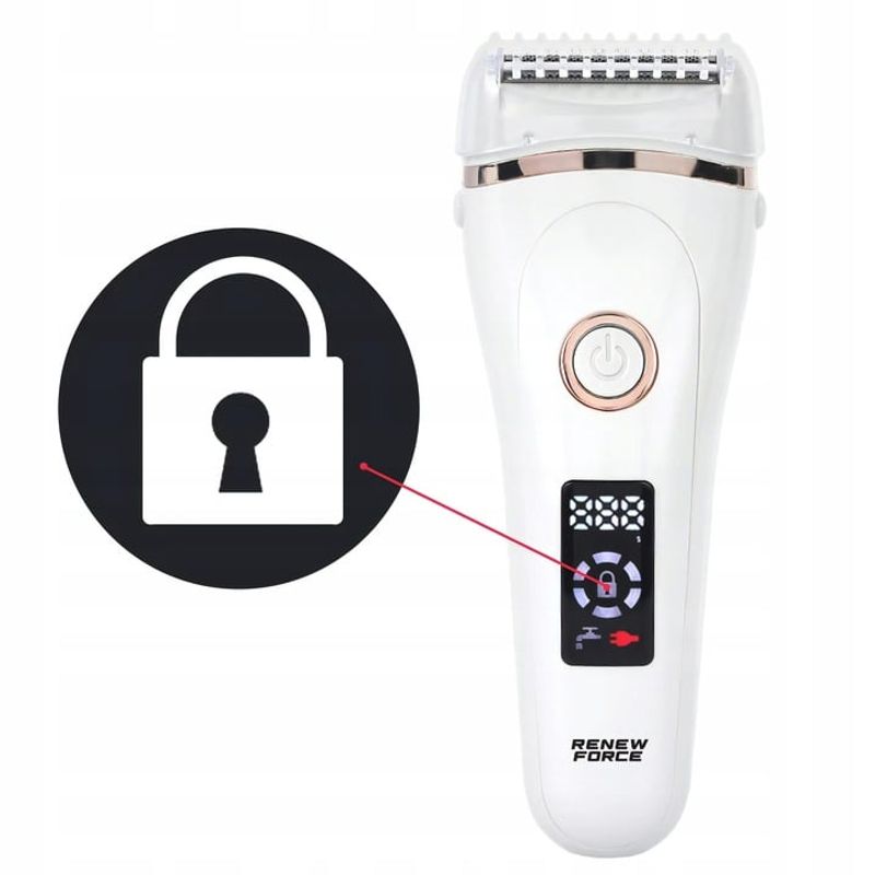 Ingrijire personala si Cosmetice - Aparate & accesorii ingrijire personala - Epilatoare si accesorii - Epilatoare - Epilator Umed Si Uscat Renew Force, 3 Mecanisme de taiere intr-un singur cap, Afisaj LCD, Functie Blocare,Incarcare USB - Infinity.ro
