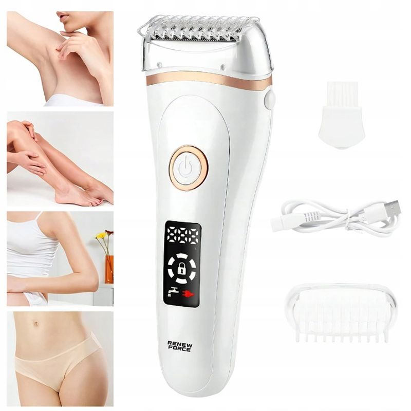 Ingrijire personala si Cosmetice - Aparate & accesorii ingrijire personala - Epilatoare si accesorii - Epilatoare - Epilator Umed Si Uscat Renew Force, 3 Mecanisme de taiere intr-un singur cap, Afisaj LCD, Functie Blocare,Incarcare USB - Infinity.ro