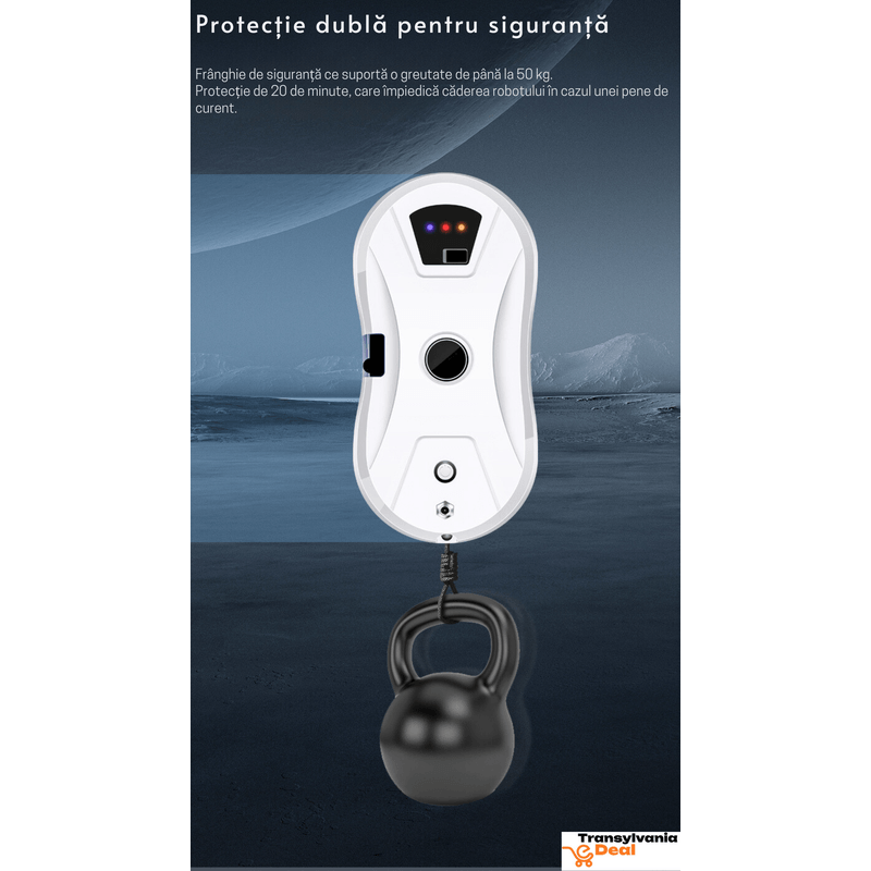 Electronice si Electrocasnice - Ingrijirea locuintei - Accesorii aparate pentru ingrijirea locuintei - Robot Inteligent pentru curatarea geamurilor, Mop rotativ dublu, Telecomanda, Alb, AI - Infinity.ro