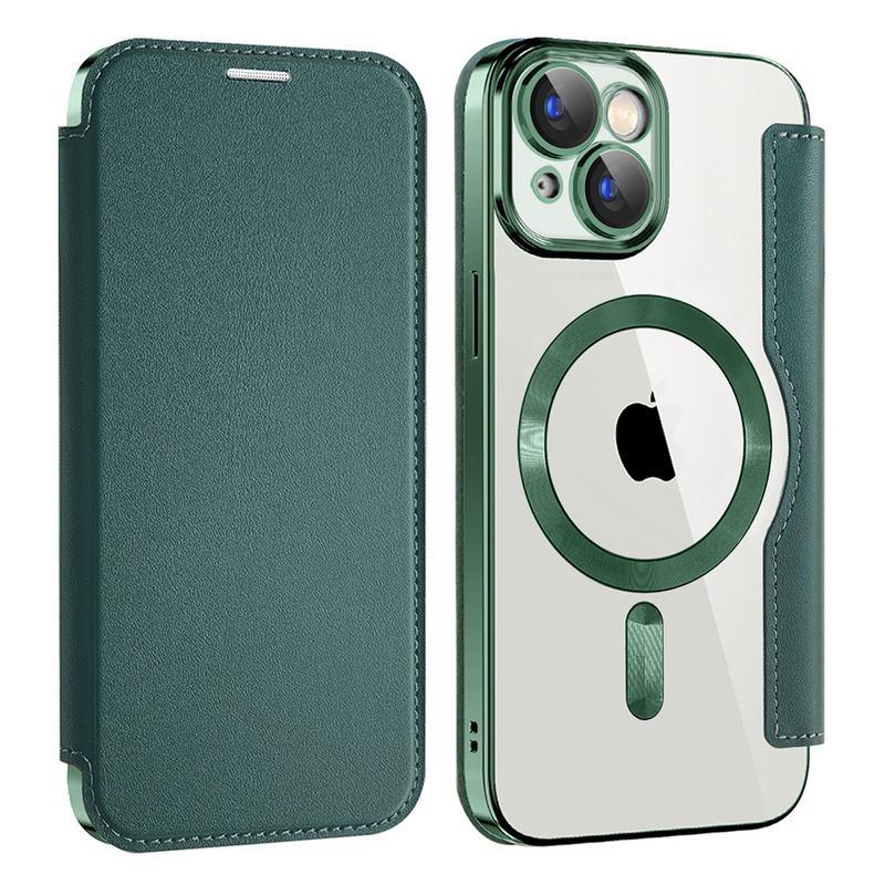 Laptop, Telefoane si Tablete - Telefoane mobile si accesorii - Accesorii Telefoane - Huse telefoane - Husa pentru iPhone 15 - Techsuit SmartMag Book Case - Verde - Infinity.ro