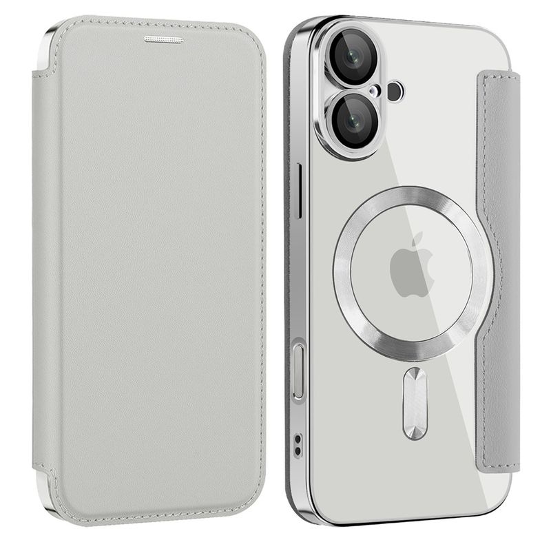 Laptop, Telefoane si Tablete - Telefoane mobile si accesorii - Accesorii Telefoane - Huse telefoane - Husa pentru iPhone 16 - Techsuit SmartMag Book Case - Gri - Infinity.ro
