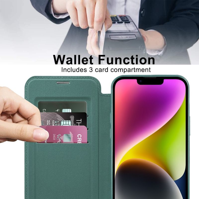 Laptop, Telefoane si Tablete - Telefoane mobile si accesorii - Accesorii Telefoane - Huse telefoane - Husa pentru iPhone 14 - Techsuit SmartMag Book Case - Verde - Infinity.ro