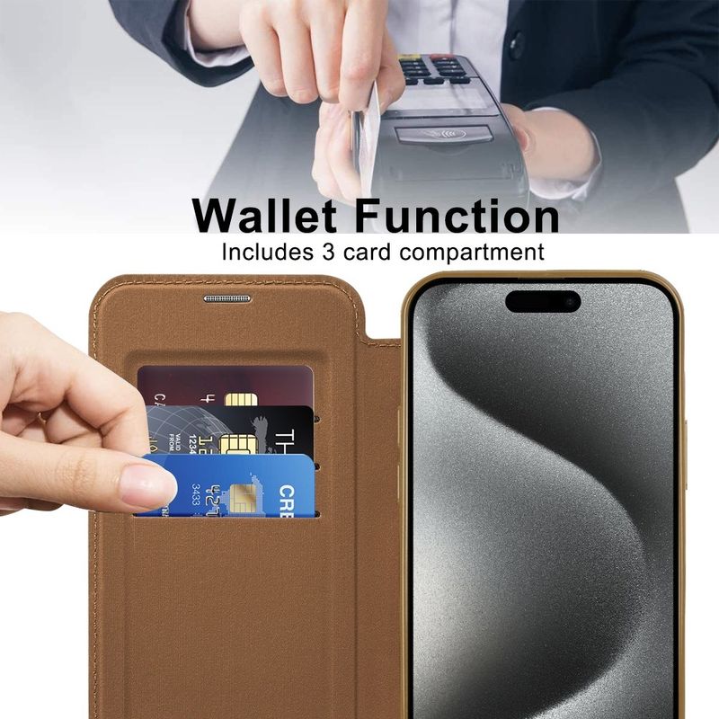Laptop, Telefoane si Tablete - Telefoane mobile si accesorii - Accesorii Telefoane - Huse telefoane - Husa pentru iPhone 15 Pro Max - Techsuit SmartMag Book Case - Maro - Infinity.ro