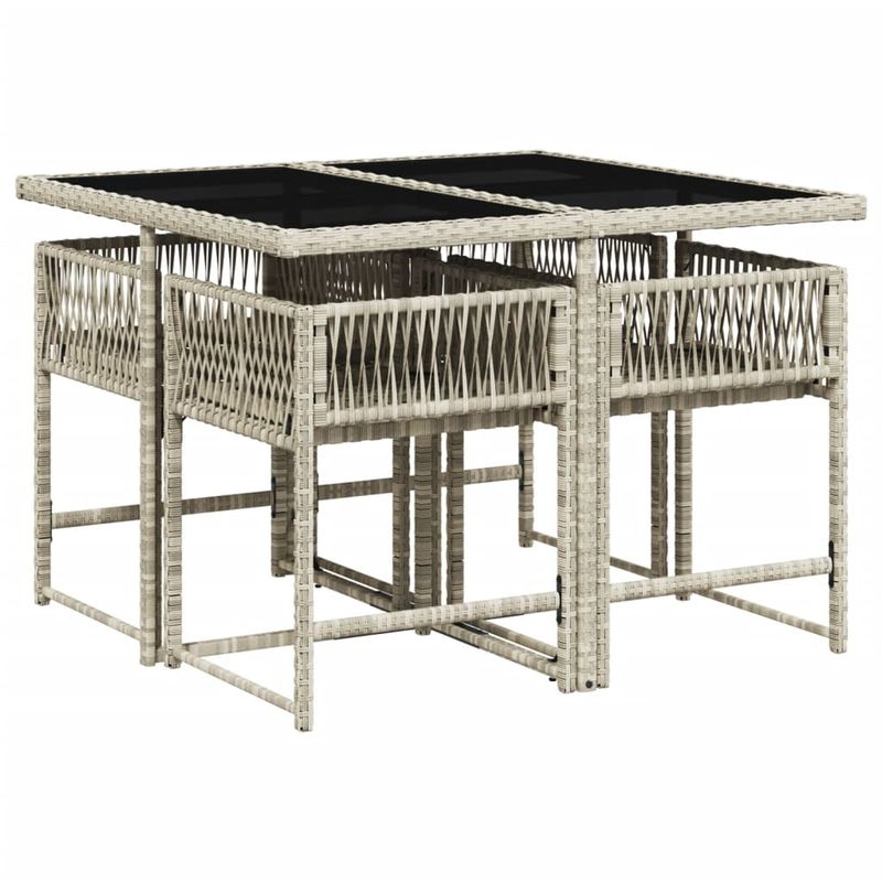 Casa si Gradina - Gradina si terasa - Mobilier exterior - Seturi mobila gradina - Set mobilier de gradina cu perne, 5 piese gri deschis poliratan - Infinity.ro