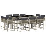 Casa si Gradina - Gradina si terasa - Mobilier exterior - Seturi mobila gradina - Set mobilier de gradina cu perne 11 piese gri deschis poliratan - Infinity.ro