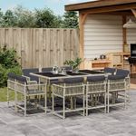 Casa si Gradina - Gradina si terasa - Mobilier exterior - Seturi mobila gradina - Set mobilier de gradina cu perne 11 piese gri deschis poliratan - Infinity.ro