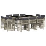 Casa si Gradina - Gradina si terasa - Mobilier exterior - Seturi mobila gradina - Set mobilier de gradina cu perne 11 piese gri deschis poliratan - Infinity.ro