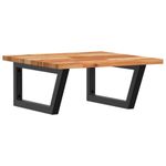 Casa si Gradina - Mobilier - Comode si corpuri - Masute de toaleta - Raft pentru lavoar montat pe perete, otel și lemn masiv acacia, maro închis și negru, mărime 50x50x2 cm, model trapez - Infinity.ro