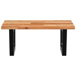 Casa si Gradina - Mobilier - Comode si corpuri - Masute de toaleta - Raft pentru lavoar montat pe perete, otel și lemn masiv acacia, maro închis și negru, mărime 50x50x2 cm, model trapez - Infinity.ro