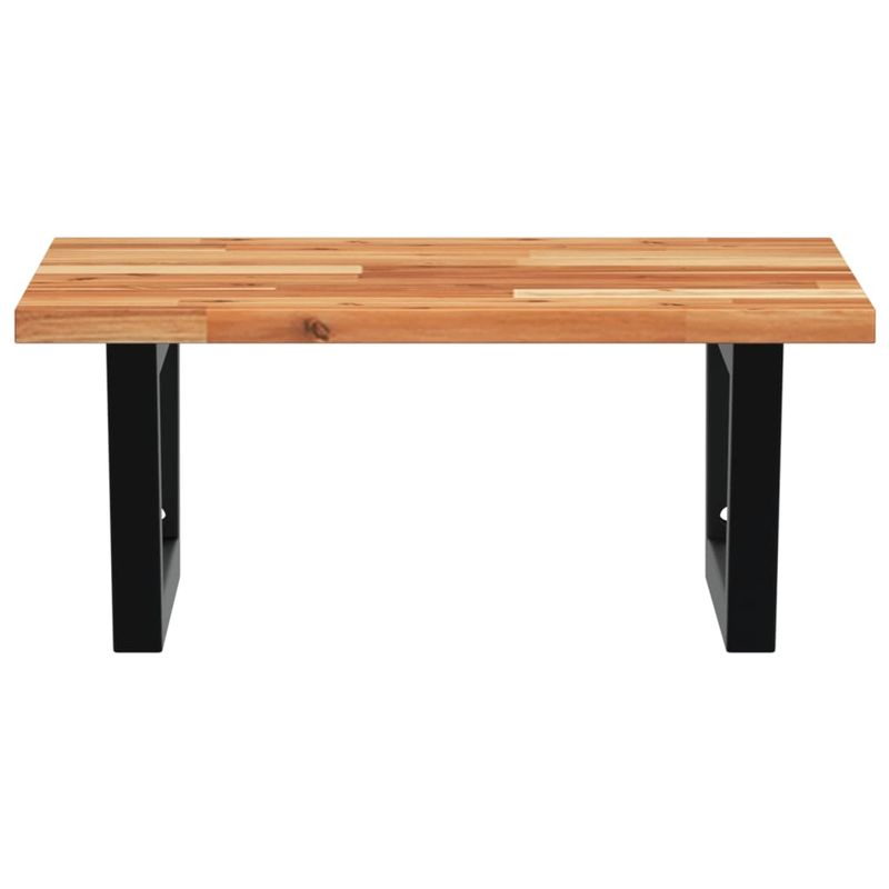 Casa si Gradina - Mobilier - Biblioteci si rafturi - Rafturi - Raft pentru lavoar montat pe perete, otel și lemn masiv acacia, maro închis și negru, mărime 50x50x2 cm, model trapez - Infinity.ro