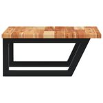 Casa si Gradina - Mobilier - Comode si corpuri - Masute de toaleta - Raft pentru lavoar montat pe perete, otel și lemn masiv acacia, maro închis și negru, mărime 50x50x2 cm, model trapez - Infinity.ro