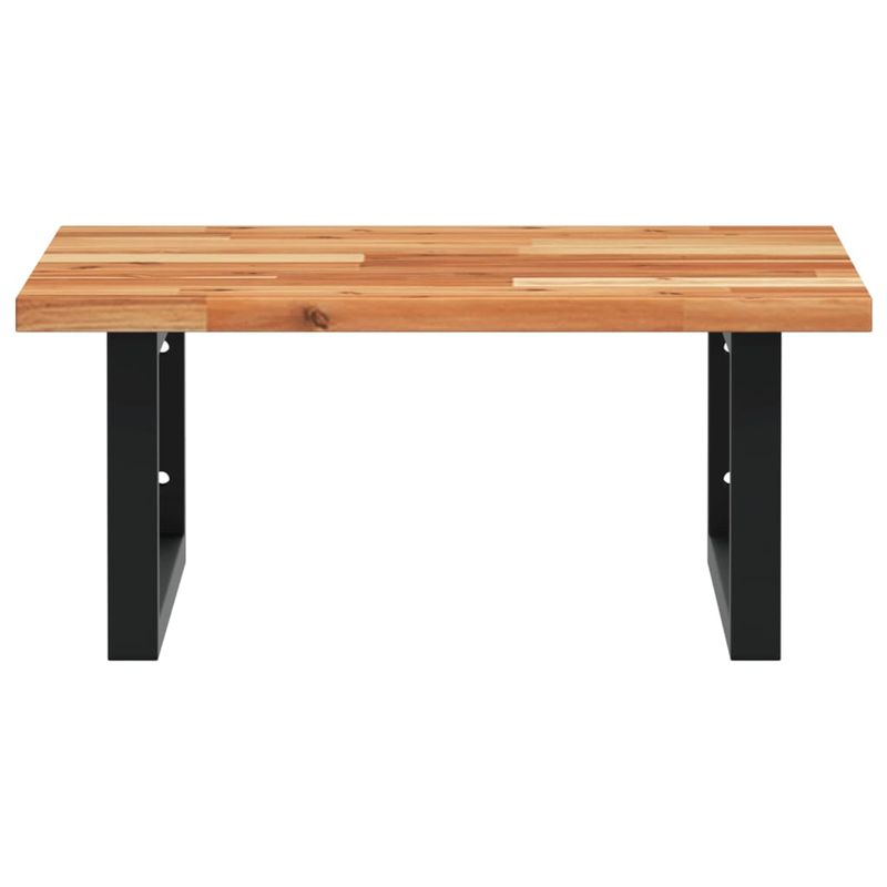 Casa si Gradina - Mobilier - Biblioteci si rafturi - Rafturi - Raft pentru lavoar montat pe perete, otel și lemn masiv acacia, maro închis și negru, mărime 50x50x2 cm, model dreptunghiular - Infinity.ro