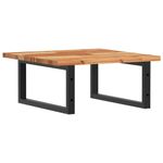 Casa si Gradina - Mobilier - Biblioteci si rafturi - Rafturi - Raft pentru lavoar montat pe perete, otel și lemn masiv acacia, maro închis și negru, mărime 50x50x2 cm, model dreptunghiular - Infinity.ro