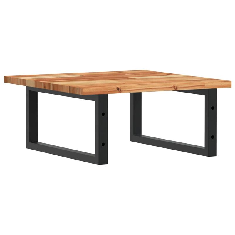 Casa si Gradina - Mobilier - Biblioteci si rafturi - Rafturi - Raft pentru lavoar montat pe perete, otel și lemn masiv acacia, maro închis și negru, mărime 50x50x2 cm, model dreptunghiular - Infinity.ro