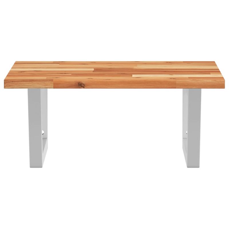 Casa si Gradina - Mobilier - Biblioteci si rafturi - Rafturi - Raft pentru lavoar montat pe perete, otel și lemn masiv acacia, maro închis și alb, mărime 50x50x2 cm, model trapez - Infinity.ro