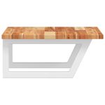 Casa si Gradina - Mobilier - Biblioteci si rafturi - Rafturi - Raft pentru lavoar montat pe perete, otel și lemn masiv acacia, maro închis și alb, mărime 50x50x2 cm, model trapez - Infinity.ro