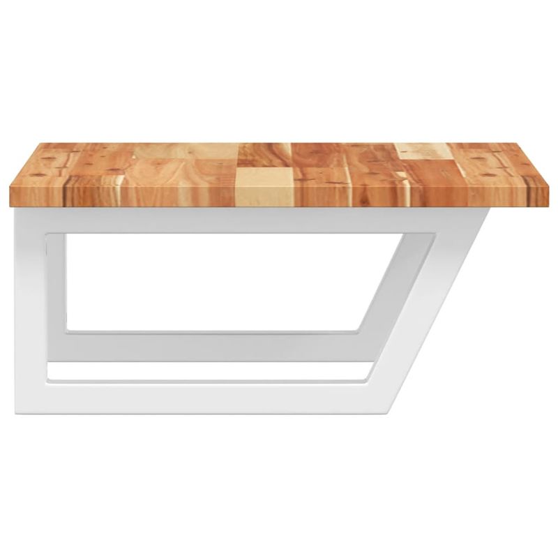Casa si Gradina - Mobilier - Biblioteci si rafturi - Rafturi - Raft pentru lavoar montat pe perete, otel și lemn masiv acacia, maro închis și alb, mărime 50x50x2 cm, model trapez - Infinity.ro