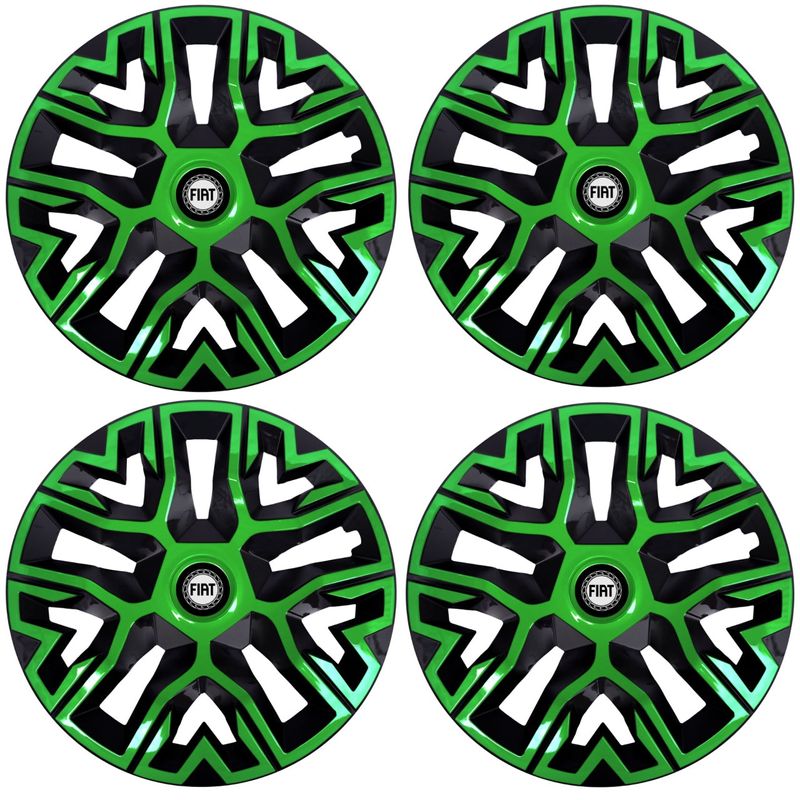 Auto si Moto - Anvelope si jante - Accesorii roti - Capace roti - Set 4 Capace Roti 14 inchi (R14), Best Verde-Negru, Compatibile Cu Fiat - Infinity.ro