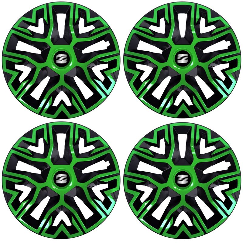 Auto si Moto - Anvelope si jante - Accesorii roti - Capace roti - Set 4 Capace Roti 14 inchi (R14), Best Verde-Negru, Compatibile Cu Seat - Infinity.ro