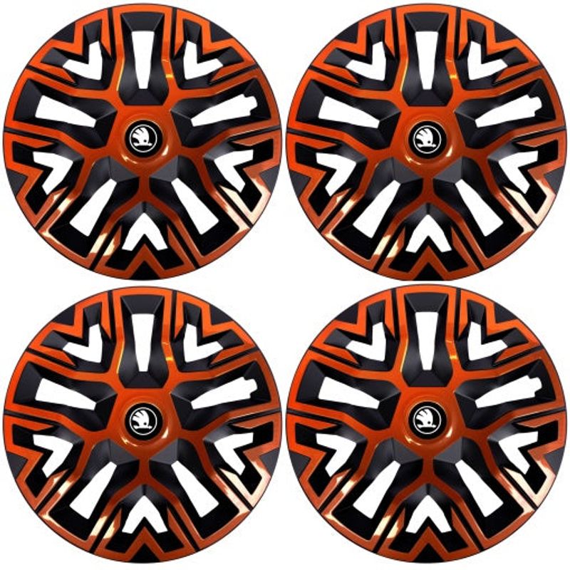 Auto si Moto - Anvelope si jante - Accesorii roti - Capace roti - Set 4 Capace Roti 14 inchi (R14), Best Cupru-Negru, Compatibile Cu Skoda Nou - Infinity.ro