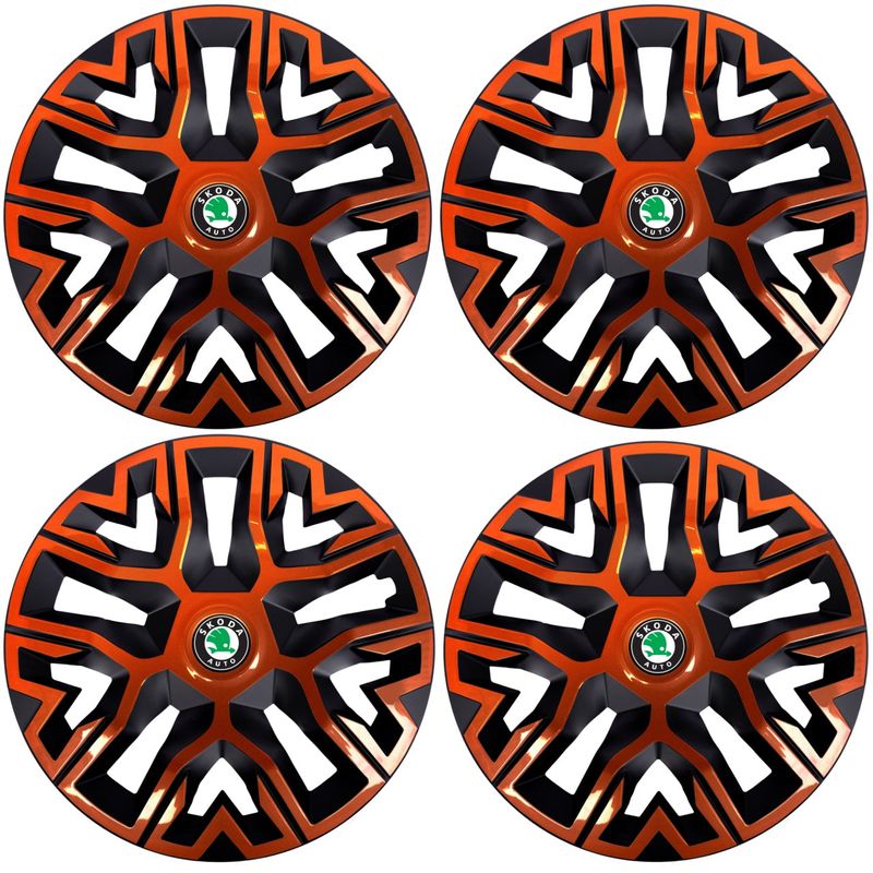 Auto si Moto - Anvelope si jante - Accesorii roti - Capace roti - Set 4 Capace Roti 15 inchi (R15), Best Cupru-Negru, Compatibile Cu Skoda - Infinity.ro