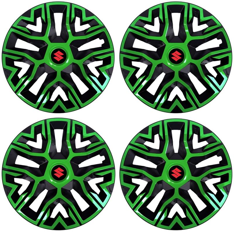 Auto si Moto - Anvelope si jante - Accesorii roti - Capace roti - Set 4 Capace Roti 14 inchi (R14), Best Verde-Negru, Compatibile Cu Suzuki - Infinity.ro