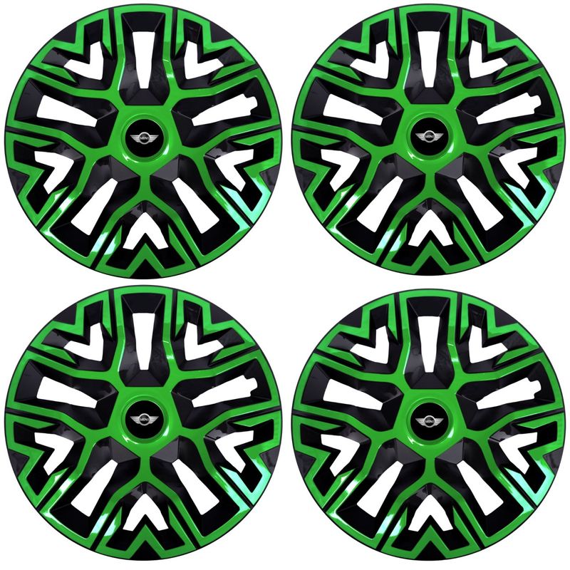 Auto si Moto - Anvelope si jante - Accesorii roti - Capace roti - Set 4 Capace Roti 14 inchi (R14), Best Verde-Negru, Compatibile Cu Mini - Infinity.ro
