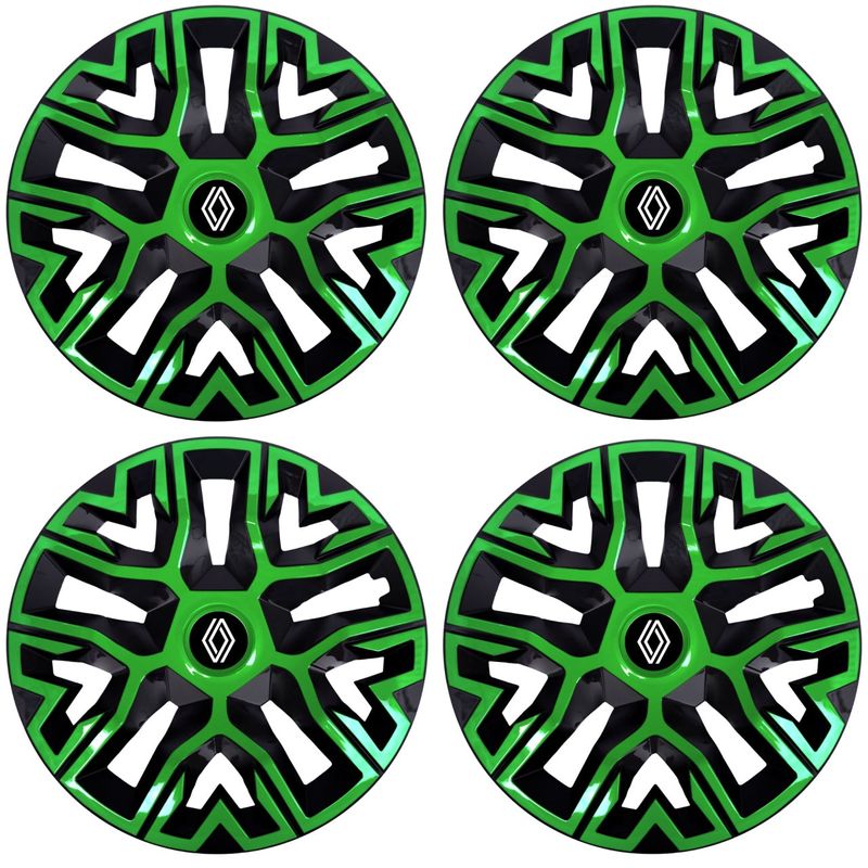 Auto si Moto - Anvelope si jante - Accesorii roti - Capace roti - Set 4 Capace Roti 14 inchi (R14), Best Verde-Negru, Compatibile Cu Renault Nou - Infinity.ro