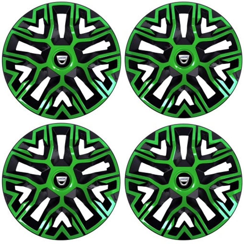 Auto si Moto - Anvelope si jante - Accesorii roti - Capace roti - Set 4 Capace Roti 14 inchi (R14), Best Verde-Negru, Compatibile Cu Dacia - Infinity.ro