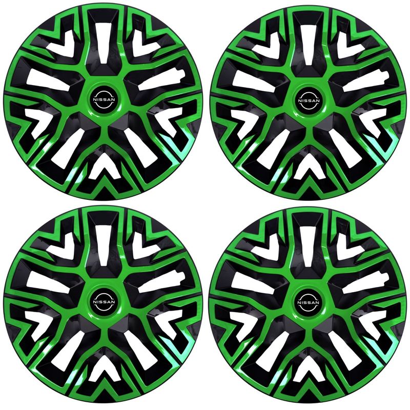 Auto si Moto - Anvelope si jante - Accesorii roti - Capace roti - Set 4 Capace Roti 14 inchi (R14), Best Verde-Negru, Compatibile Cu Nissan Nou - Infinity.ro