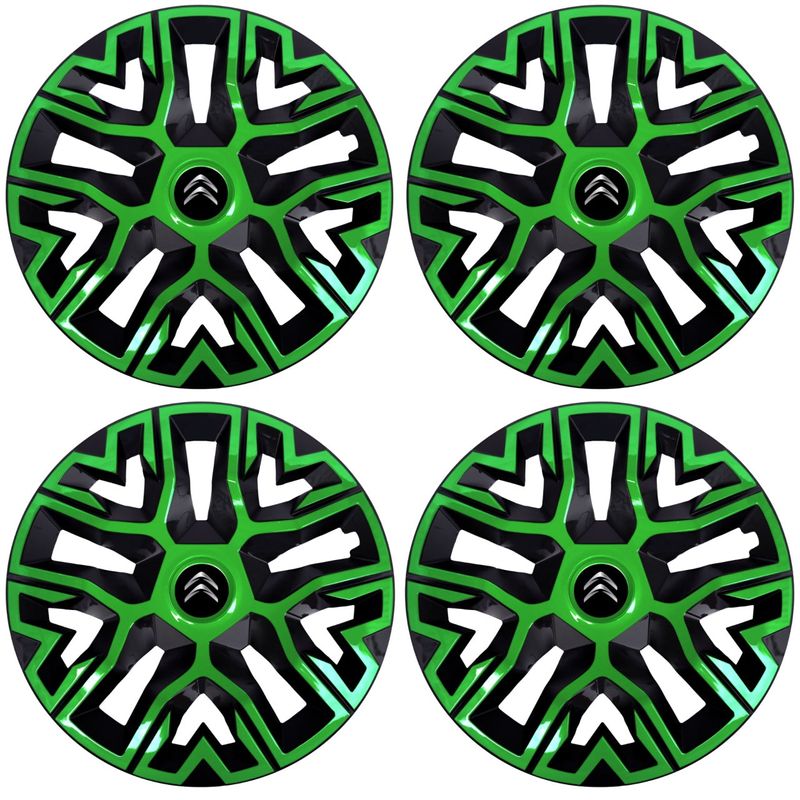 Auto si Moto - Anvelope si jante - Accesorii roti - Capace roti - Set 4 Capace Roti 14 inchi (R14), Best Verde-Negru, Compatibile Cu Citroen - Infinity.ro