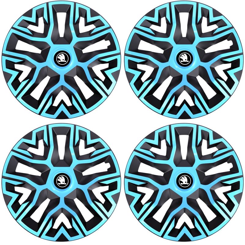 Auto si Moto - Anvelope si jante - Accesorii roti - Capace roti - Set 4 Capace Roti 14 inchi (R14), Best Azur-Negru, Compatibile Cu Skoda Nou - Infinity.ro