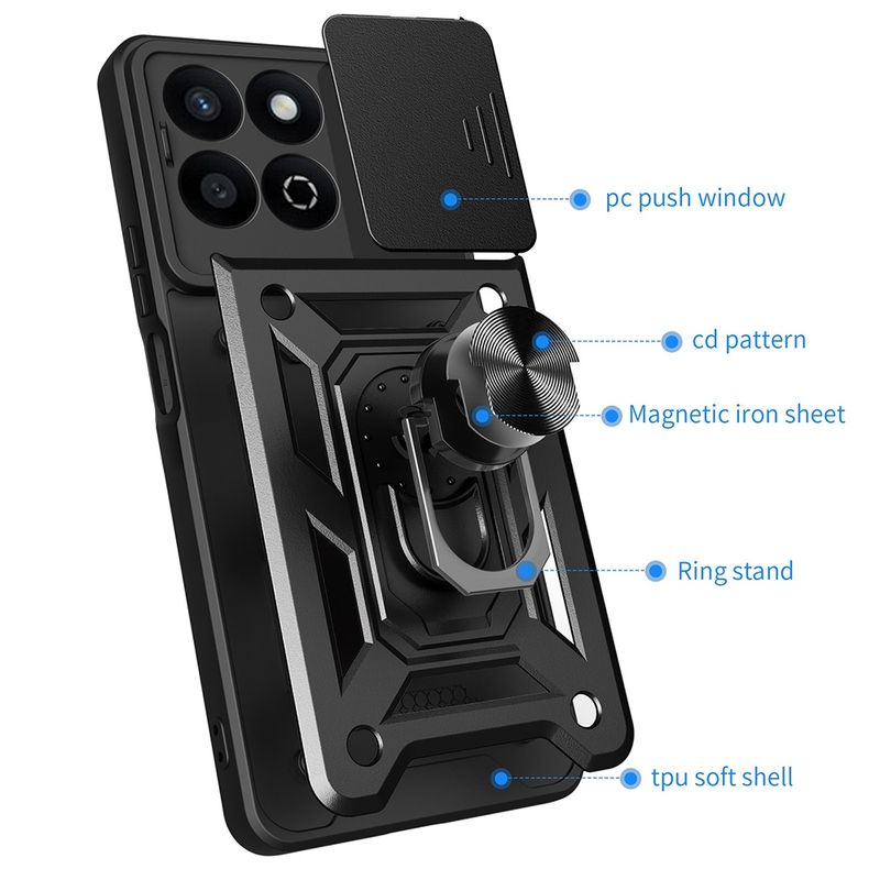 Laptop, Telefoane si Tablete - Telefoane mobile si accesorii - Accesorii Telefoane - Huse telefoane - Husa pentru Honor 200 Smart / X7c - Techsuit CamShield Series - Negru - Infinity.ro