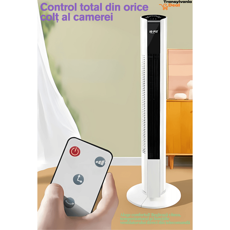 Electronice si Electrocasnice - Climatizare si sisteme de incalzire - Aparate racire aer - Ventilatoare - Ventilator tip coloana cu telecomanda si control prin aplicatie, 3 trepte, oscilare automata, timer - Infinity.ro
