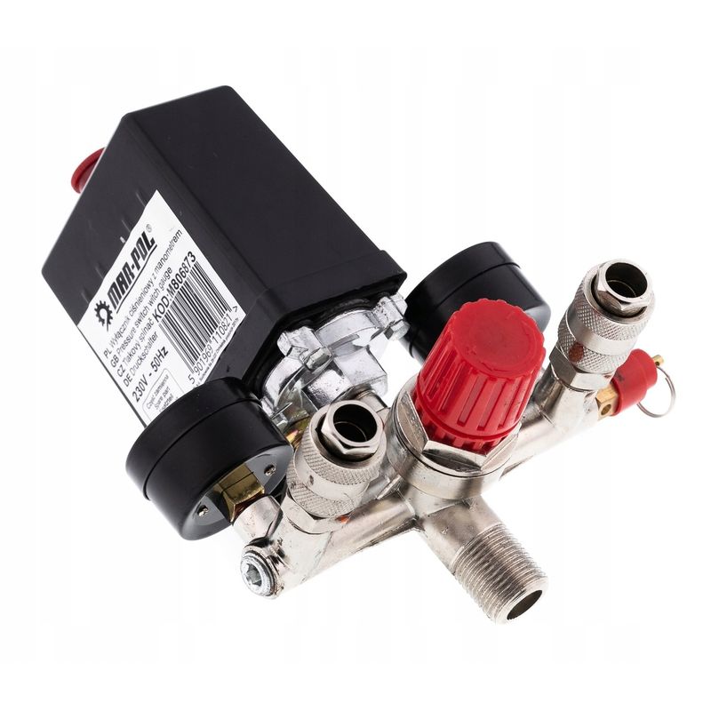 Casa si Gradina - Electrice - Echipamente electrice - Accesorii compresoare - Presostat compresor aer cu 2 cai, cuple rapide si supapa cu reglaj al presiunii de iesire 220V 15A XM806873T - Infinity.ro