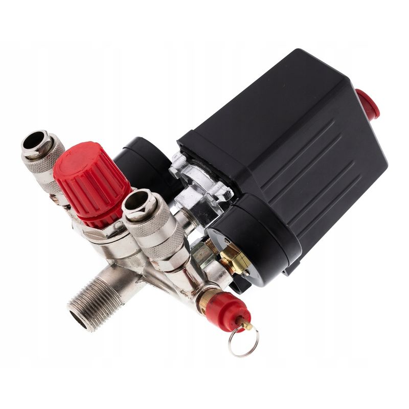 Casa si Gradina - Electrice - Echipamente electrice - Accesorii compresoare - Presostat compresor aer cu 2 cai, cuple rapide si supapa cu reglaj al presiunii de iesire 220V 15A XM806873T - Infinity.ro