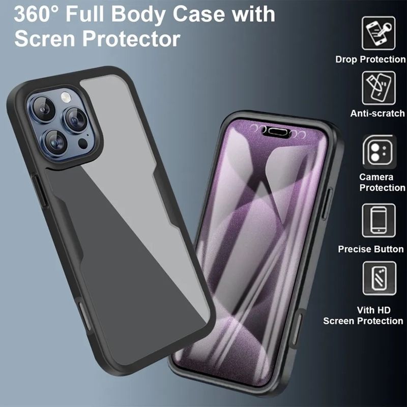 Laptop, Telefoane si Tablete - Telefoane mobile si accesorii - Accesorii Telefoane - Huse telefoane - Husa pentru iPhone 17 Pro Max + Folie - Techsuit ColorVerse 360 Series - Negru - Infinity.ro