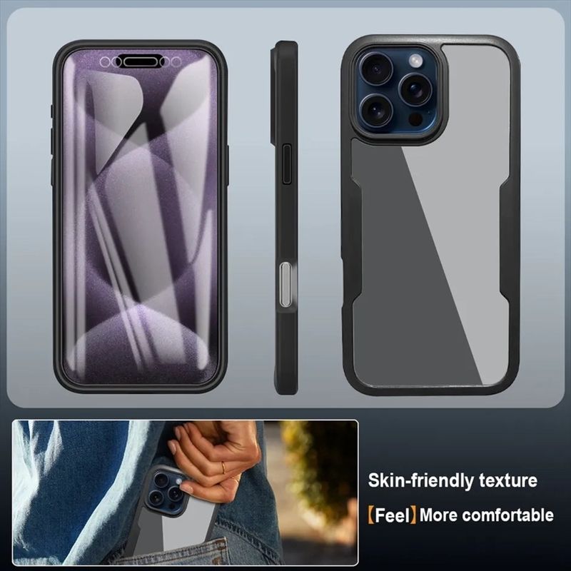 Laptop, Telefoane si Tablete - Telefoane mobile si accesorii - Accesorii Telefoane - Huse telefoane - Husa pentru iPhone 17 Pro Max + Folie - Techsuit ColorVerse 360 Series - Negru - Infinity.ro
