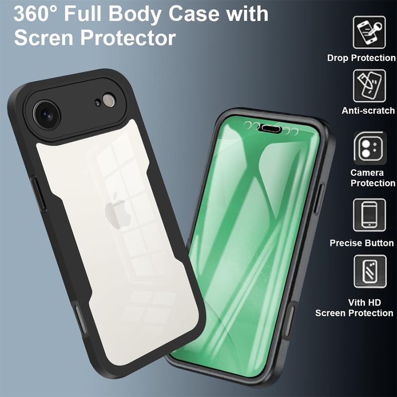 Laptop, Telefoane si Tablete - Telefoane mobile si accesorii - Accesorii Telefoane - Huse telefoane - Husa pentru iPhone 17 Air + Folie - Techsuit ColorVerse 360 Series - Negru - Infinity.ro
