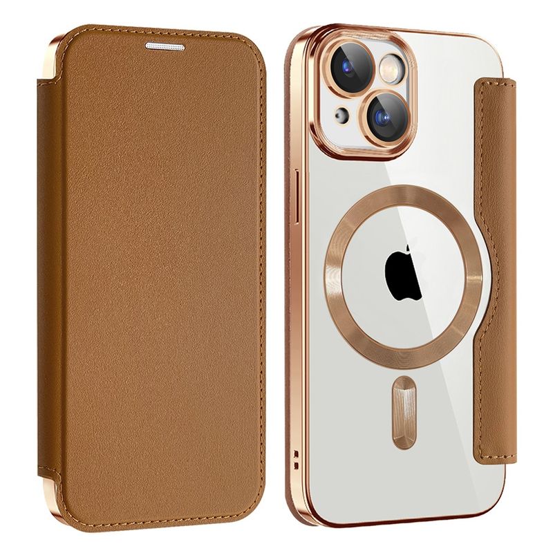 Laptop, Telefoane si Tablete - Telefoane mobile si accesorii - Accesorii Telefoane - Huse telefoane - Husa pentru iPhone 15 - Techsuit SmartMag Book Case - Maro - Infinity.ro