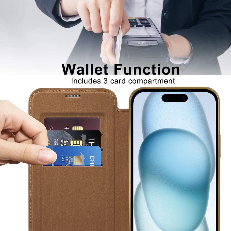Laptop, Telefoane si Tablete - Telefoane mobile si accesorii - Accesorii Telefoane - Huse telefoane - Husa pentru iPhone 15 - Techsuit SmartMag Book Case - Maro - Infinity.ro