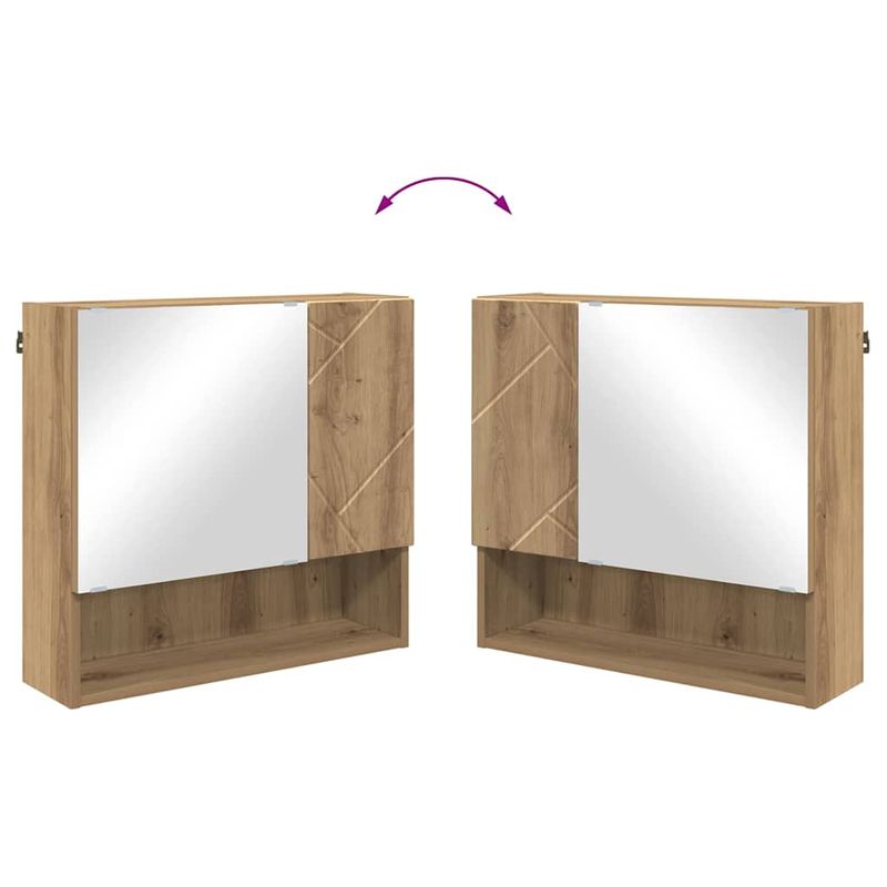 Casa si Gradina - Mobilier - Mobilier baie - Comode baie - Dulap cu oglinda stejar artizanal 59 x 17 x 55 cm Lemn compozit - Infinity.ro