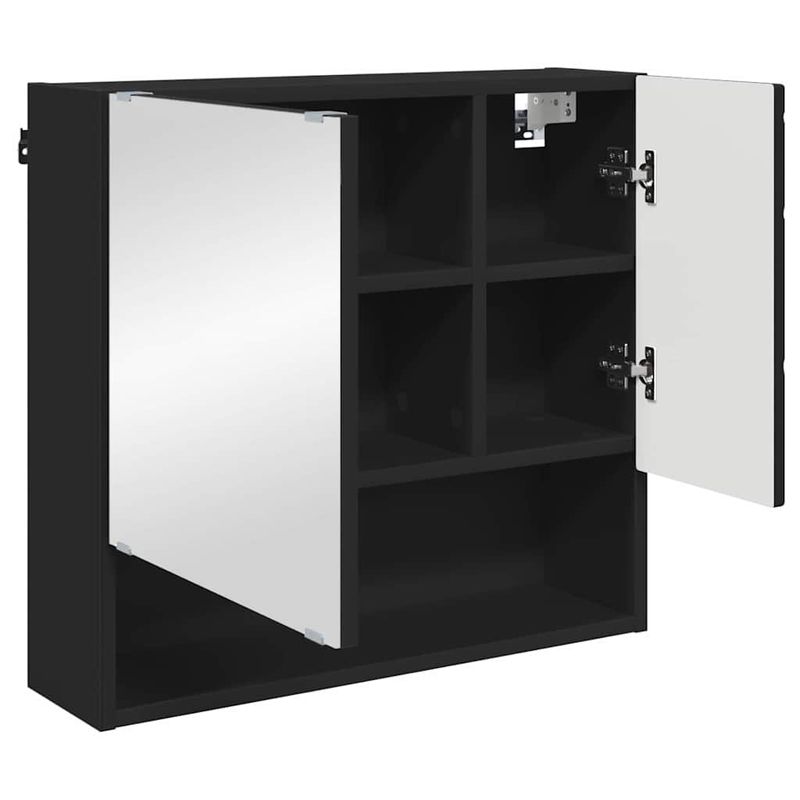 Casa si Gradina - Mobilier - Mobilier baie - Comode baie - Dulap cu oglinda cu raft Negru 59 x 17 x 55 cm Lemn compozit - Infinity.ro