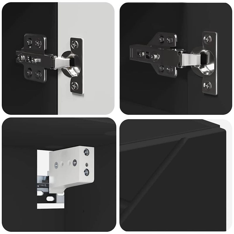 Casa si Gradina - Mobilier - Mobilier baie - Comode baie - Dulap cu oglinda cu raft Negru 59 x 17 x 55 cm Lemn compozit - Infinity.ro