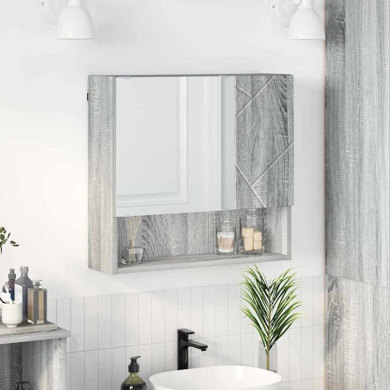 Casa si Gradina - Mobilier - Mobilier baie - Comode baie - Dulap cu oglinda sonoma gri 59 x 17 x 55 cm Lemn compozit - Infinity.ro